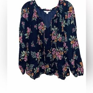 Lauren Conrad LC Floral Flowy Boho Peasant Top XL